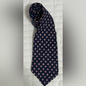 Lauren Ralph Lauren Red White and Blue Geometric Tie 100% Silk